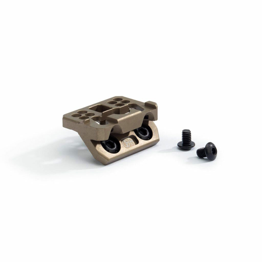Side view of FDE Torrent offset mount and bolts.
