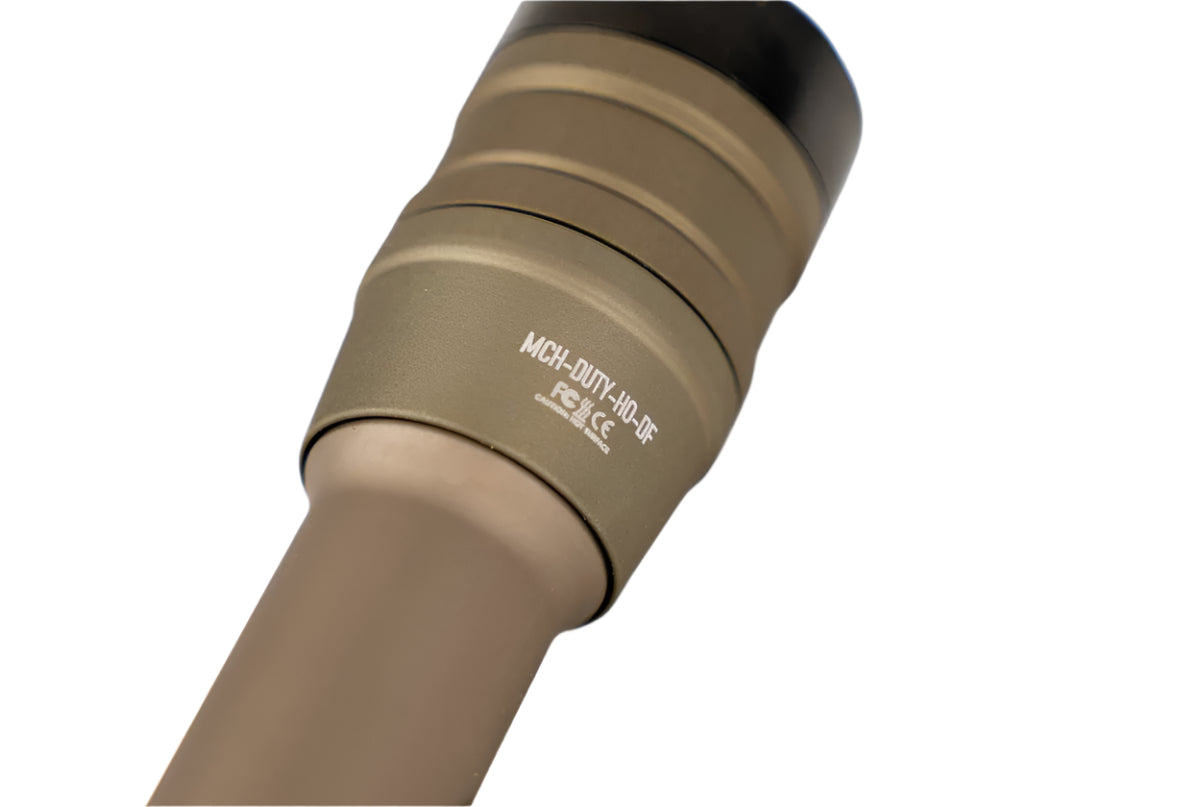 close up of FDE MCH Duty flashlight head