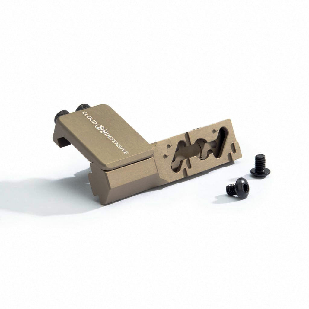 Side view of FDE Torrent picatinny mount and bolts.